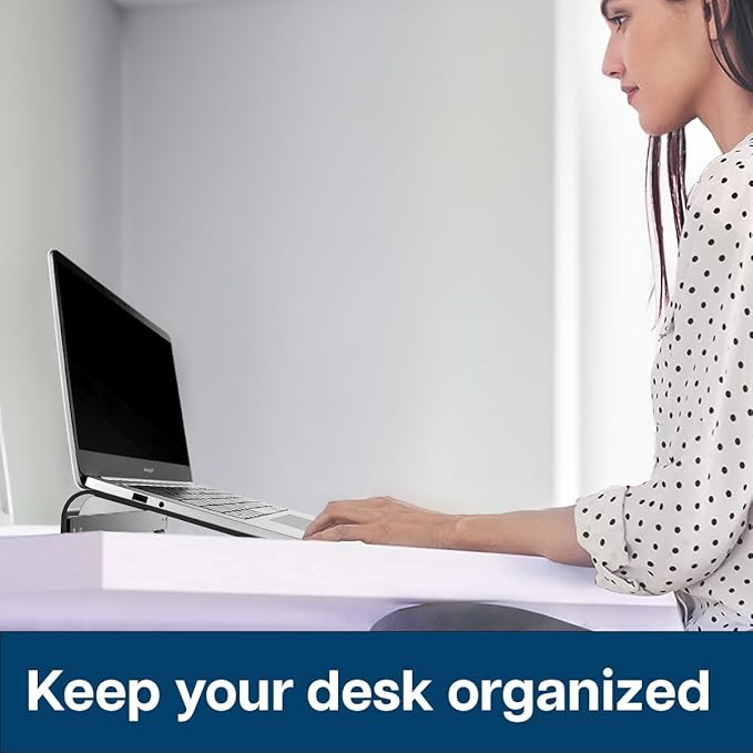 MMOBIEL Laptop Stand - Riser 10 to 18 inches - Ventilated Holder Universal - Laptop Stand for Desk Compatible with MacBook, Notebook, ASUS and More - Incl. Tools - Black Aluminum