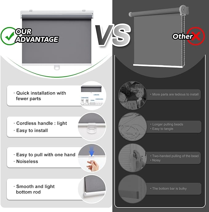Customize Cordless Roller Shades Blackout Blinds