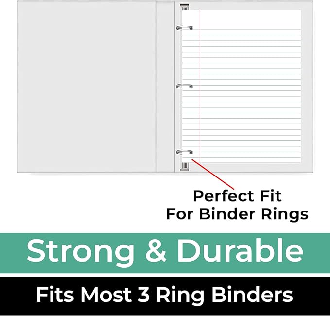 Rosmonde Loose Leaf Paper, 900 Sheets, 6 Pack, Wide Ruled, 8" x 10.5", 56 gsm Bulk Office Filler Sheets, 3 Hole Punched, 150 Sheets/Pack, Wide Ruled for 3 Ring Binder, Notebook Paper, White