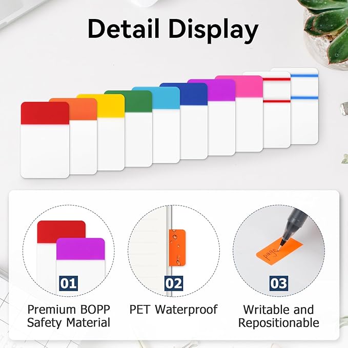 1 Inch Tabs for Notebooks, 960 Pieces Sticky Note Tabs File Index Tabs for Books, Binders, Papers, Documents, File Folders (48 Sets 12 Colors)