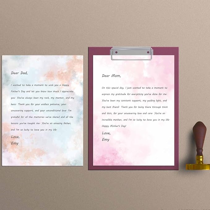 DUGUTUL Watercolor Stationary Paper, 100 gsm Printer Paper 8.5 x 11, 12 designs, Double-Sided, Colored Paper for Writing Letters and Invitations, Writing Paper for Business or Personal Use (96)