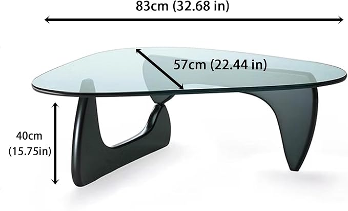 EASYSOUL Modern Glass Coffee Table, 32.68" D x 22.44" W x 15.75" H, Abstract Round Tea Tables for Living Room Home Office Industrial Cocktail Tables (Black-Clear Glass, 32.68")