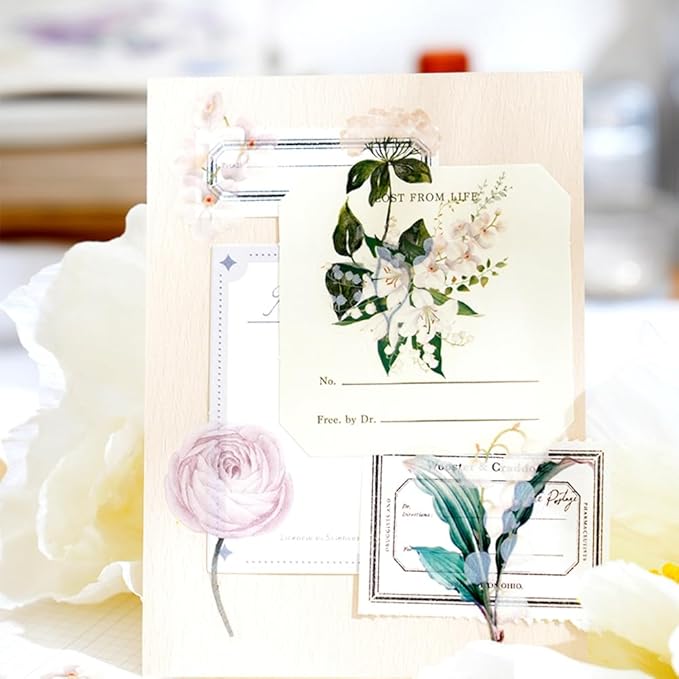 Obujopal 100 Pcs Natural Botanical Flower Stickers, Wildflower Stickers for Scrapbooking Junk Journal Notebook Diary Planner Letter Envelope Water Bottle Phone Case Craft Decoration (Wildflower)