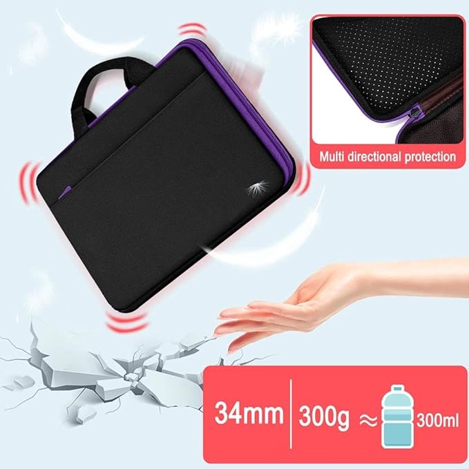Hseok Laptop Case 13.3-14 inch Briefcase Handbag, Water-Resistant and Shockproof Computer Sleeve Compatible with MacBook Pro 14", Mac Air/Pro 13.3" and 13"-14" Notebooks Chromebooks,Black-Purple