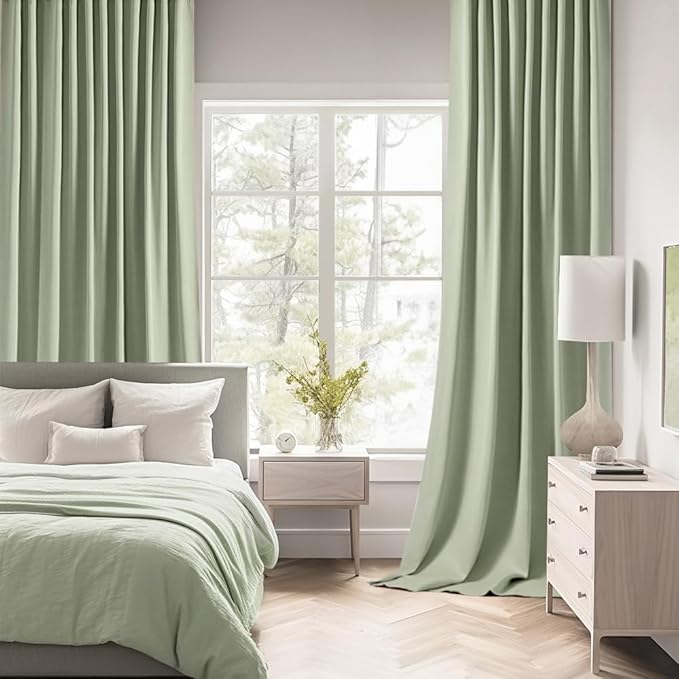 MIULEE Back Tab Sage Green Curtains 120 Inch Long 2 Panels Set