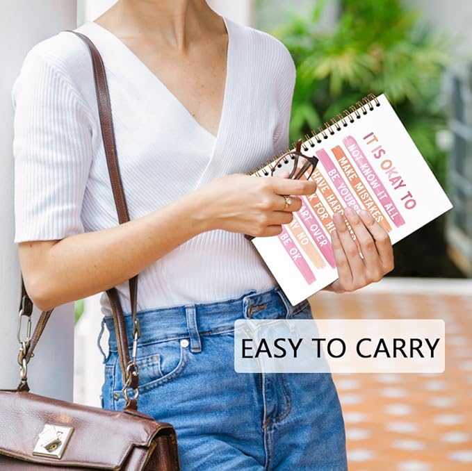 dvhdajed Pink Mental Health Spiral Notebook, It's Okay to Inspirational Journaling Notebooks, Pink Therapy Spiral Journal for Girls Women Girls, Mental Health Office School Supplies Gifts, 5.5x8.3 In