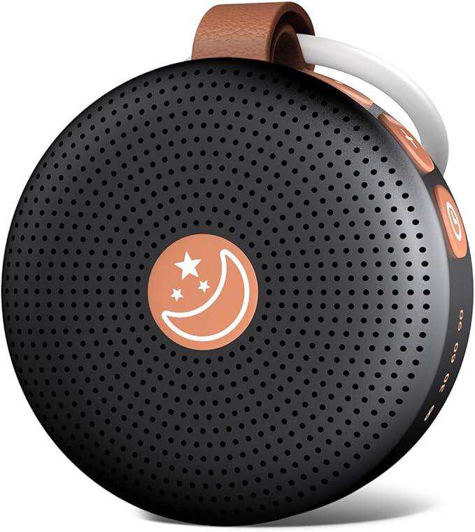 Mini Sound Machine Portable Baby White Noise Machine Brown Noise Machine 30 Soothing Sounds for Kids Adults Auto-Off Timer 32 Volume Levels Battery Sleep Machine for Home Office Privacy (Black)
