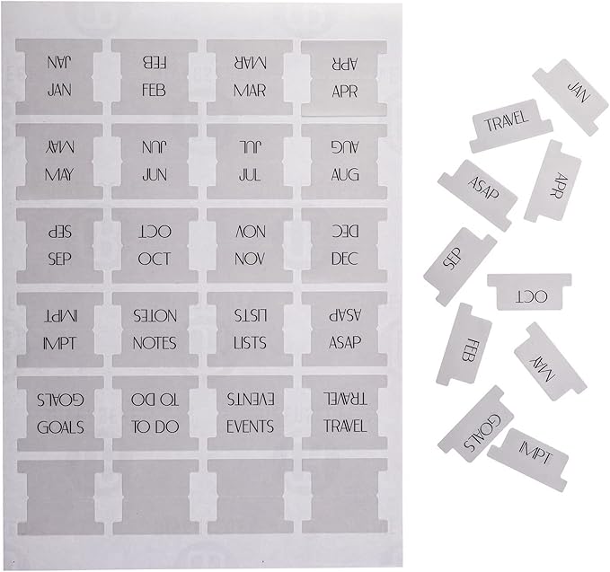 DiverseBee Laminated Planner: 24 Peel and Stick Tabs (12 Monthly, 4 Blank), Sand Color Dividers