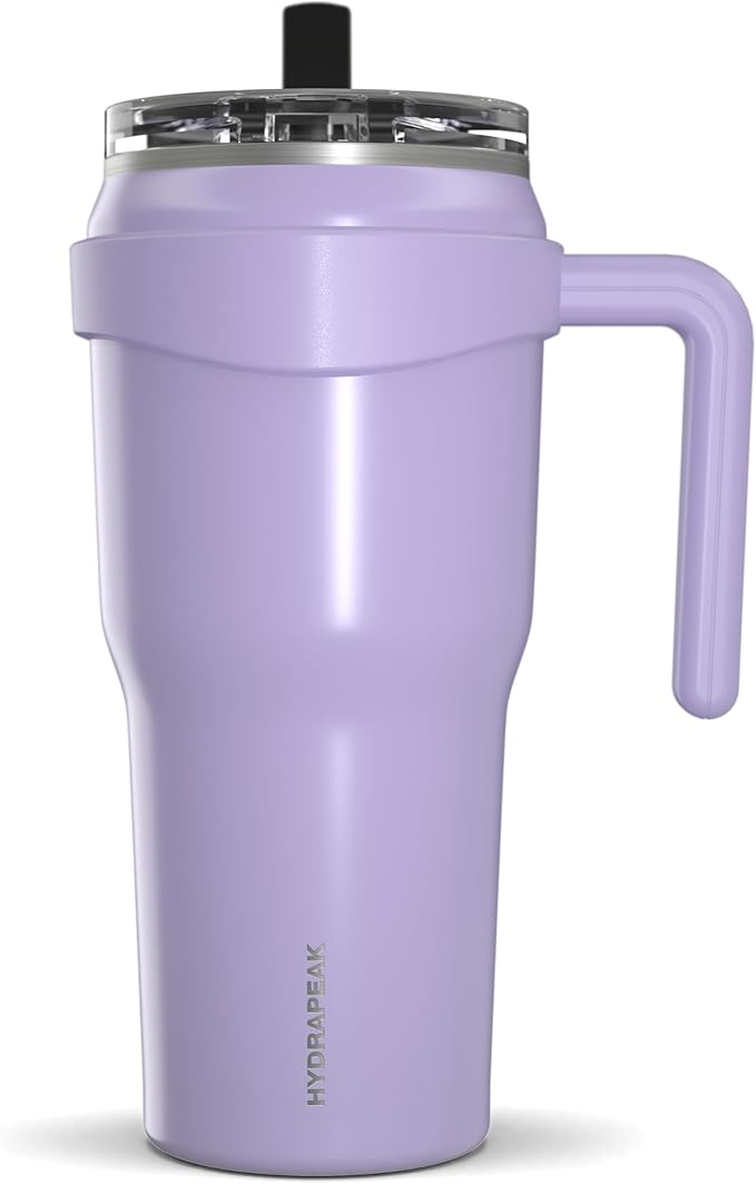 Hydrapeak Roadster 40oz Stainless Steel Tumbler Double Wall Vacuum Insulated Water Bottle With Handle And 2 in 1 Straw Lid (Orchid)