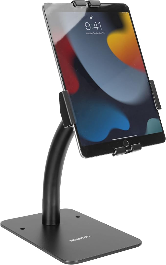 Mount-It! Anti-Theft Tablet Kiosk Countertop Stand | Universal Fit Retail Tablet Stand Compatible with 7.9" to 11" iPad and Samsung Tablets | Retail Kiosk, Black