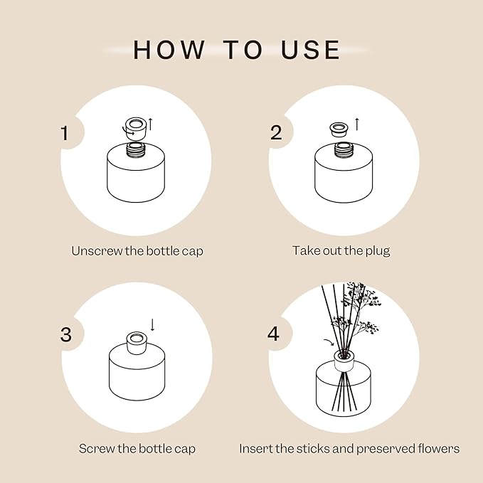 Cocorrína Premium Reed Diffuser Set with Preserved Baby's Breath & Cotton Stick Lavender Thyme | 6.7oz Scent Fragrance Lavender Oil Diffuser for Bedroom Bathroom Home Décor
