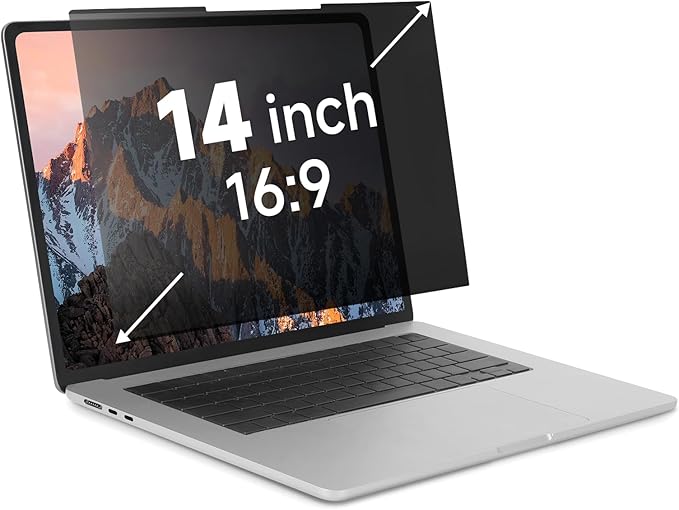 IRUYO FL Nano-Suction Laptop Privacy Screen 14 Inch 16:9, Removable Screen Privacy Shield for Laptop, Anti Glare, Anti Bule Light, Screen Protector for Lenovo HP Dell Acer Asus Thinkpad