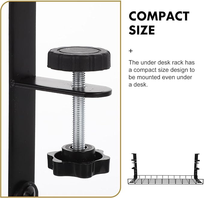 Under Desk Cable Management Holder Cord Organizer Tray No Drill Wire Storage Rack for Home Office Standing Desk, Black 500Mm,