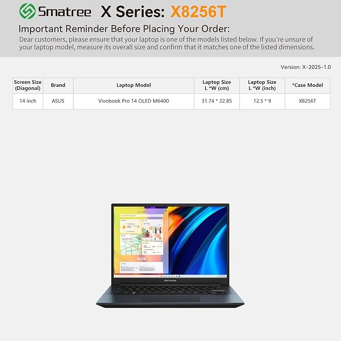 Smatree Hard EVA Protective Sleeve Case Compatible for 14 inch ASUS Vivobook Pro 14 OLED M6400, for ASUS Chromebook C424/C423 Notebook Bag (X8256T)