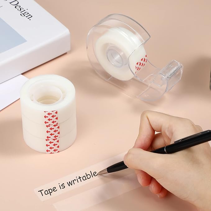 Yahenda 64 Pcs Invisible Tape and Refillable Dispensers Bulk 0.7 x 985 Inches Transparent Tape Refills Desk Dispenser for Office Home School