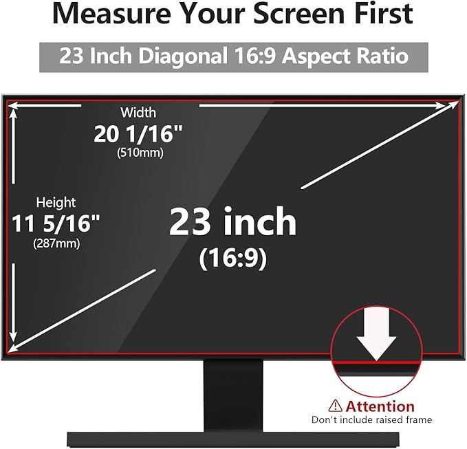 【2 Pack】 Computer Privacy Screen Protector 23 Inch with Hp Dell Asus Samsung LG and More, Removable Security Shield Filter for 16:9 Aspect Ratio Monitor Like ViewSonic Sceptre