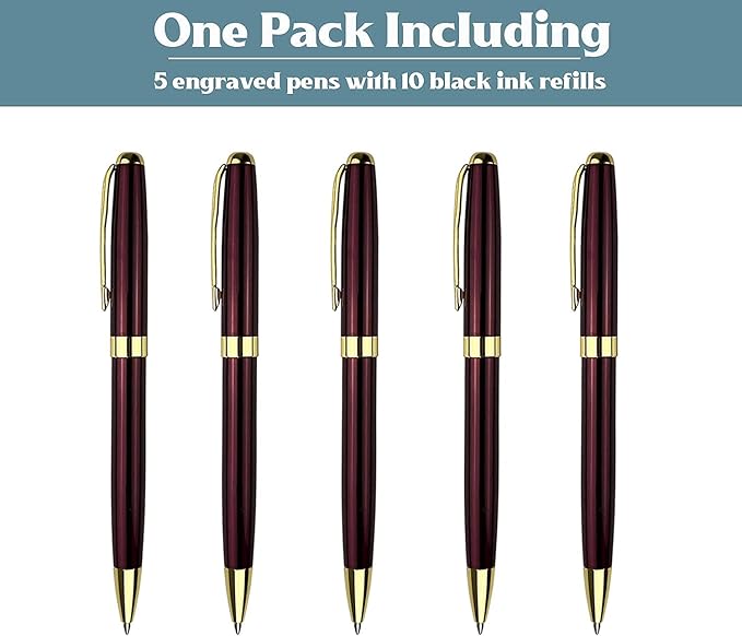 Ancolo Personalized Office Gift Pens Writing Set-Stainless Steel Fancy pens Custom with Your Name or Message, Perfect for Coworker/Friends/Manager/Lawyer/Professor 5PCS/Pack