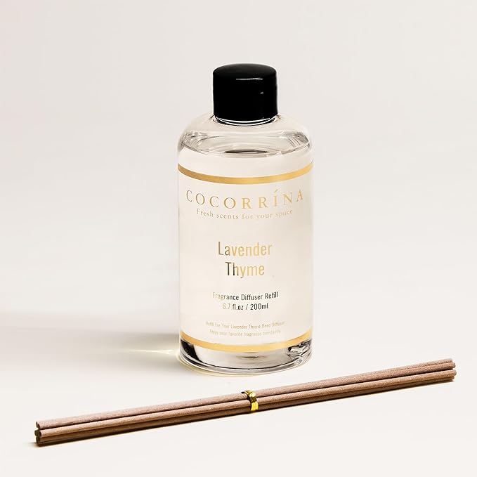 COCORRÍNA Refill- Lavender Thyme 6.7 Fl.oz Reed Diffuser Refill with 8 Sticks