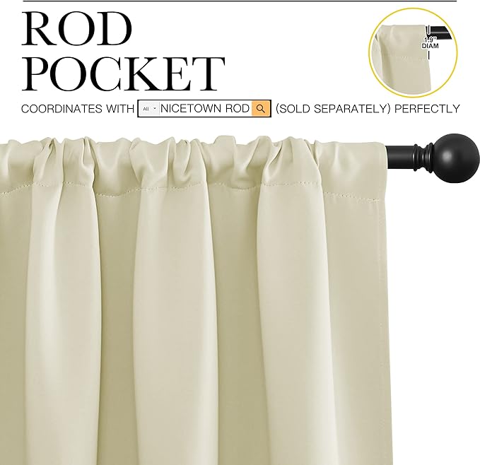 NICETOWN Beige Blackout Curtains