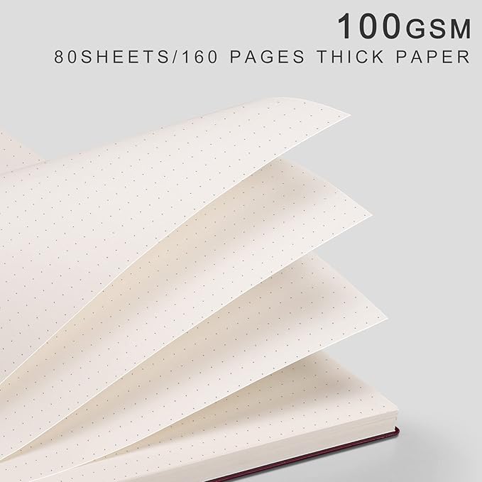 EMSHOI Dotted Journal Spiral Notebook 5.7" x 8.22" - 4 Pack 640 Pages 100gsm Thick Paper, A5 Dot Grid Notebook, Plastic Hardcover Bullet Notebooks Journals for Writing Women Men Work School Supplies