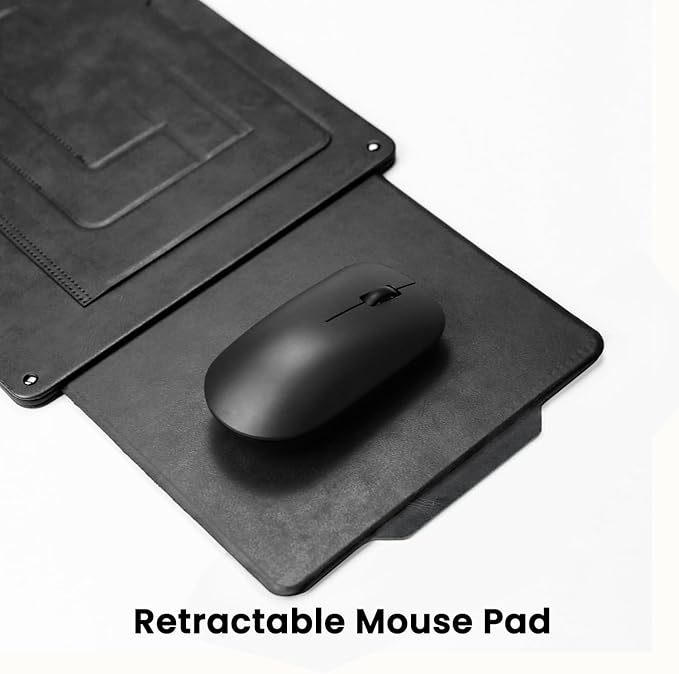 PUNCUBE Portable Lap Desk - Lap Desk with Retractable Mouse Pad, Adjustable Stand, Writing Board, Expandable Surface, and Heat Protection for Laptops and Tablets (Black)