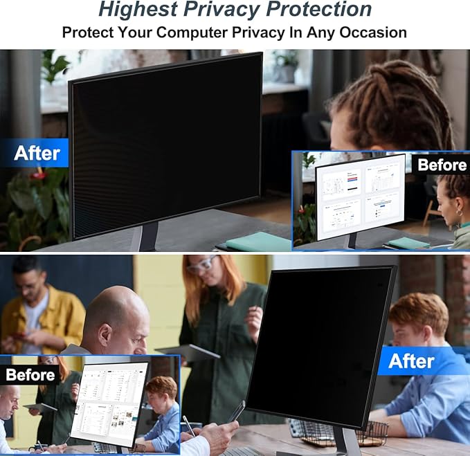 JEAPKA [2-Pack] 23 Inch Privacy Screen for Monitor Computer Screen Privacy Filter for 16:9 Widescreen Monitor Desktop PC Monitor Privacy Film Monitor Privacy Shield and Anti-Glare Protector
