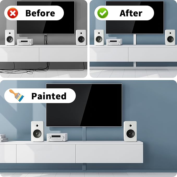 Extra-Long Paintable Cord Cover Hider for Wall Mounted TV - 6x 39.4in TTL 236in