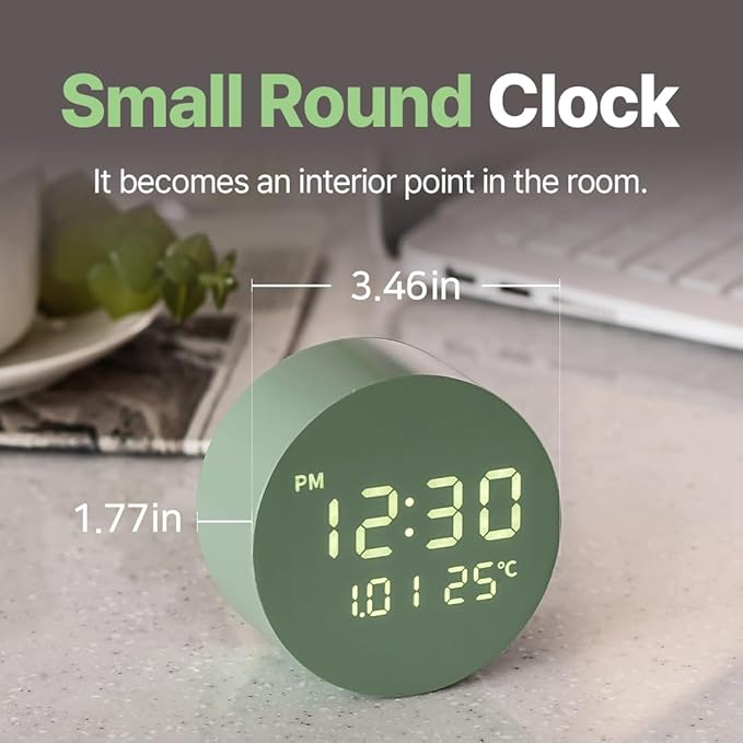 FLT Moonfall Wood Interior LED Desk Clock-Maple (Designed in Korea)- Time, Date, Temperature Display, Customizable Alarms, Auto Brightness, Compact 3.46-Inch Size, USB Cable & Adapter Included