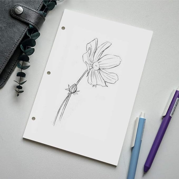 A5 Filler Paper, 3 Hole Planner Refills, Organizer, Binders, Total 100 Sheets/200 Pages, 100gsm, Blank, White Paper, 5.8 x 8.2 Inch, 3 Hole Filler Paper, Mini Binder Refills, Fit 3 Hole Binder Only