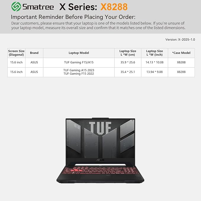 Smatree Hard EVA Protective Sleeve Bag and Case Compatible for 15.6 inch ASUS TUF Gaming A15 2024/2023 Laptop, for 15.6 inch ASUS TUF Gaming F15 2022/2021 Carry Travel Case Sleeve, Green (X8288G)