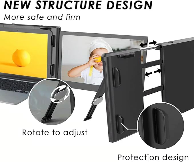 Teamgee P1 Plus Laptop Screen Extender 13.3” FHD 1080P IPS Display，Dual USB & HDMI Portable Monitor, Plug-and-Play Compatible with Mac/Windows/Android, Fits 13-17" Laptops