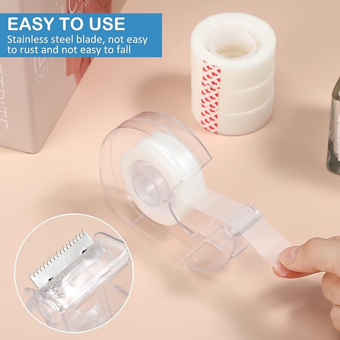 Yahenda 32 Pcs Invisible Tape and Refillable Dispensers Bulk 0.7 x 985 Inches Transparent Tape Refills Desk Dispenser for Office Home School