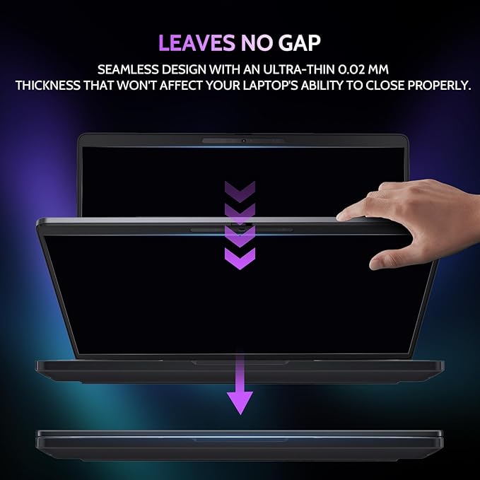 Peslv 360° 4 Way Laptop Privacy Screen for 16 Inch 16:10 Aspect Ratio Computer Monitor, Anti Glare Blue Light Spy Filter Private Cover, Bubble-Free Black Security Protector