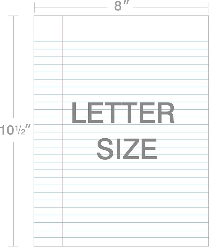 Kaisa Notebook Paper - 24 Pack, 8x10.5, Wide Ruled, 3-Ring Binder, 125 Sheets/Pack, 3-Hole Punch
