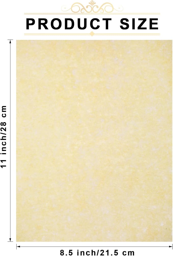 Epakh 150 Pcs Old Age Parchment Paper 8.5 x 11 Inch Standard Letter Vintage Colored Old Parchment Semblance Double Side Printing Paper (Light Beige)