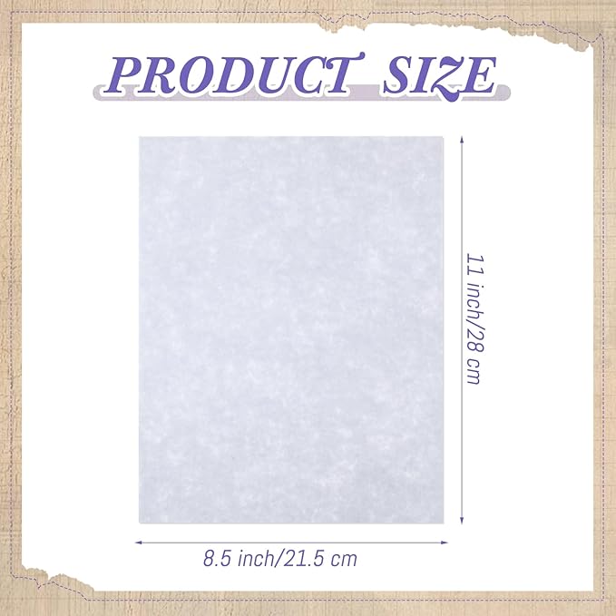 Epakh 200 Pcs Old Age Parchment Paper 8.5 x 11 Inch Standard Letter Vintage Colored Old Parchment Semblance Double Side Printing Paper (Light Purple)