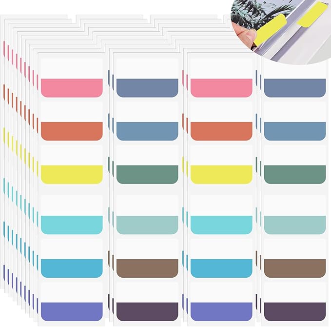 240Pcs Colored Index Tab 1.8"x1" Large Book Sticky Tabs 12 Colors Repositionable Page Tabs Flags Page Markers Labels for Notebooks, Filing, Classification