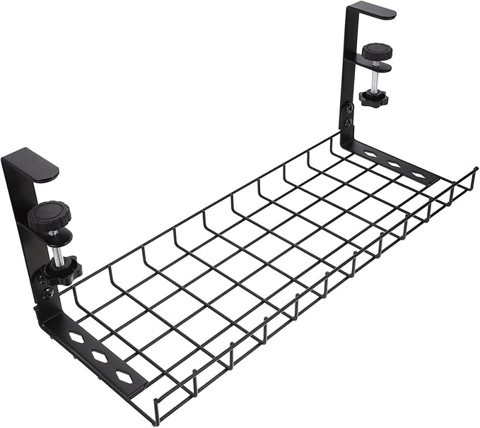 Under Desk Cable Management Tray Cable Organizer Rack No Drill Black 500Mm Large Capacity Cord Holder for Office and Home Desk Storage