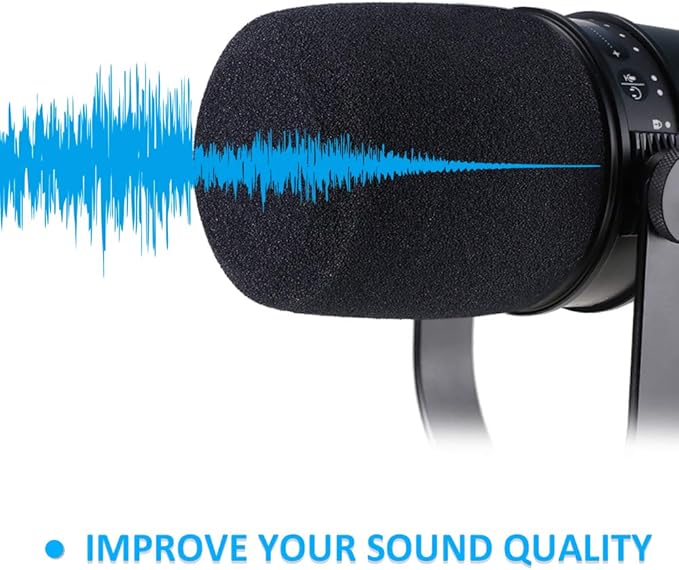 SUNMON Shure MV7 Pop Filter Foam Cover - Professional Mic Windscreen Wind Cover Compatible with Shure MV7 Podcast Microphone to Minimise Plosives