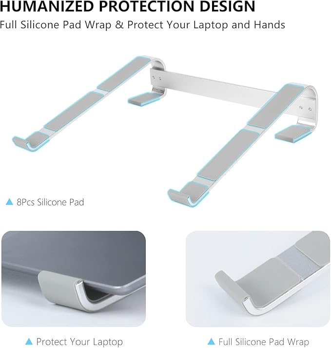 KYQEE Laptop Stand for Desk, Ergonomic Aluminum Laptop Riser, Ventilated Notebook Stand Compatible with MacBook Air Pro, Dell XPS, HP, More 11-17.3 Inches Work from Home