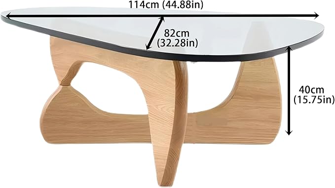 EASYSOUL Modern Glass Coffee Table, 32.68W x 22.44L x 15.75H in, Abstract Round Tea Tables for Living Room Home Office Industrial Cocktail Tables (Log-Clear Glass, 44.88")