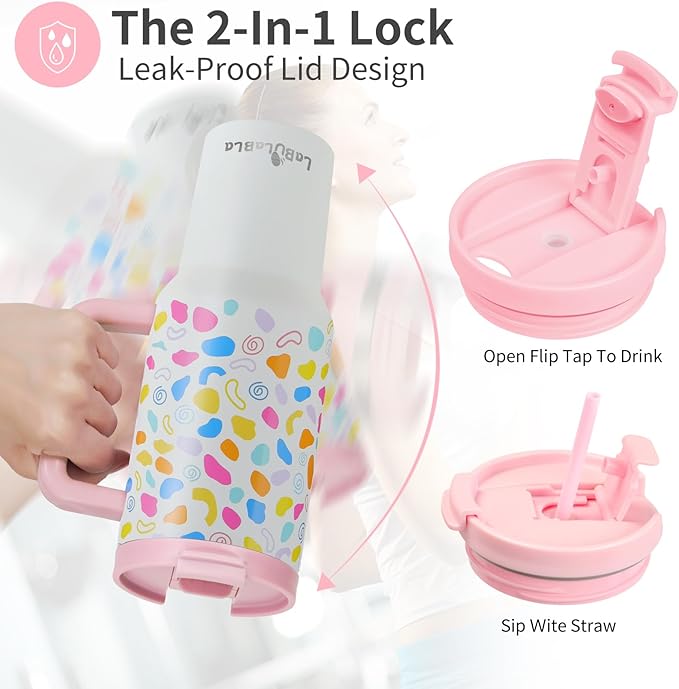 40oz Tumbler with Handle,Double Wall Vacuum Reusable Stainless Steel Insulated Water Bottle,With Leak Proof lid and Straw for Iced or Cold Beverages (Cloud-like White)
