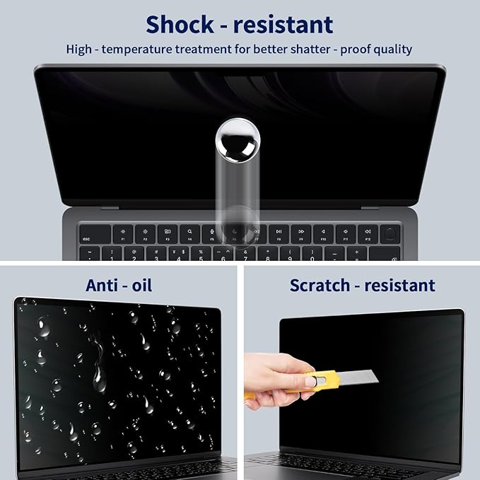 Magnetic Laptop Privacy Screen 15.6 Inch 16:9, Removable Matte Anti Glare Blue Light Filter - Computer Privacy Shield for 15.6in Laptop