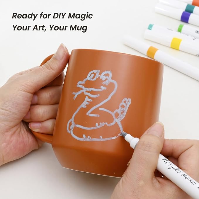 Miicol Ceramic Coffee Mug, 16 oz Large Coffee Cup, Tea Mug with Handle, Flat Bottom Mug for Men, Women, Office, Microwave and Dishwasher Safe, Multi-Color, Burnt Orange