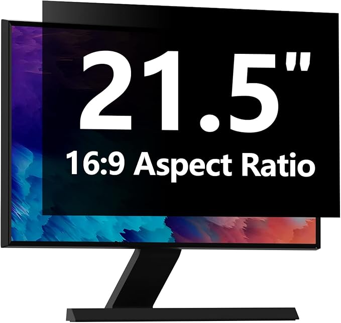 Computer Privacy Screen Protector 21.5 Inch with Hp Dell Acer Asus Samsung LG and More, Removable Security Shield Filter for 16:9 Aspect Ratio Monitor Like ViewSonic Sceptre AOC Koorui BenQ (21.5" Diagonal 16:9 1 Pack)