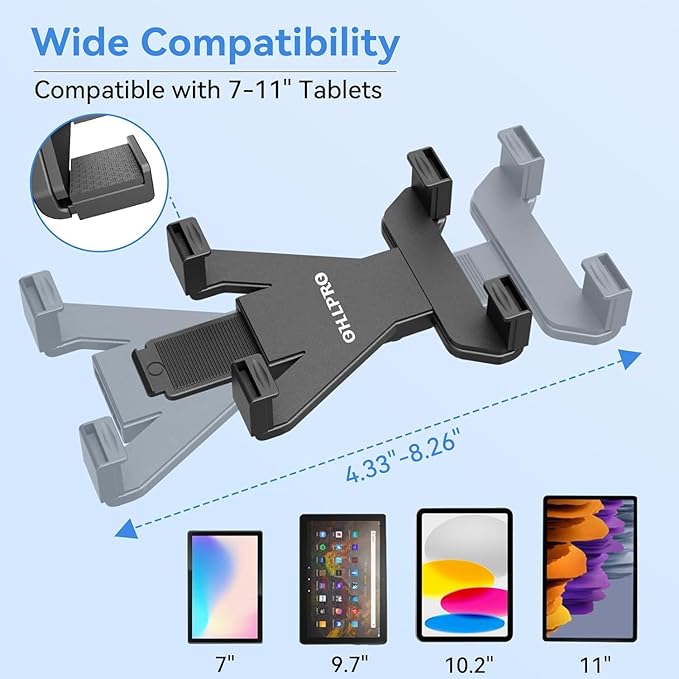OHLPRO Heavy Duty Tablet Holder for Truck, iPad Holder for Car Drill Base, 360°Adjustable 3-Stage Arm Car Mount for All 7" - 11.5" iPad Pro,Mini,Samsung Tab, Nexus, Great for Desks, Wall, Businesses