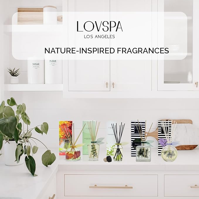 LOVSPA Reed Diffuser Set, Summer Linen Scented Oil Diffuser with Sticks, Home Fragrance Accessories for Bathroom Shelf Decor, Aroma Diffusers for Home or Office Desk, USA Made