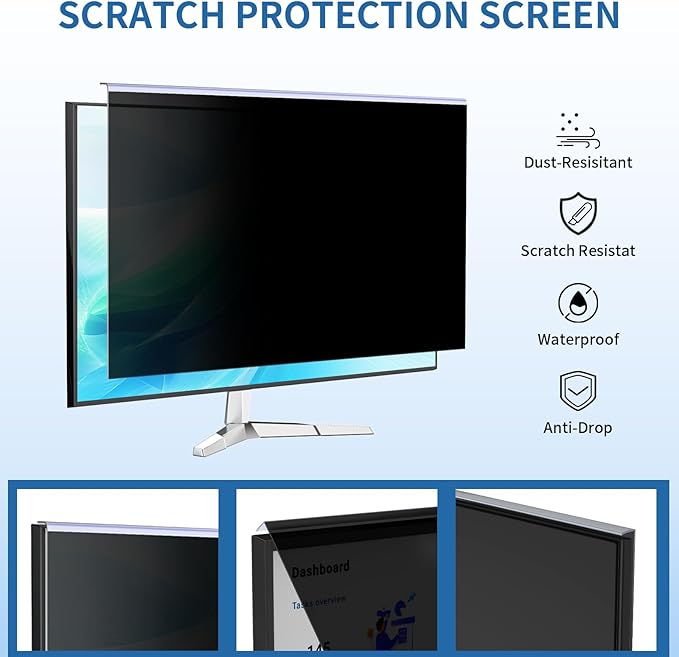 DEJIMAX 24 Inch Computer Privacy Screen for 16:9 Monitor, Anti-Blue Light Monitor Privacy Screen Filter, Anti-UV Computer Hanging Shield, Universal 23.6'', 23.8'', 24''