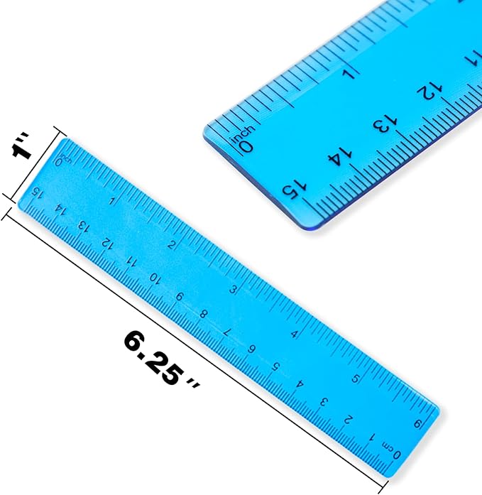 14 Packs 6 Inch Small Rulers for Kids, Plastic School Ruler with Inches and Centimeters, Assorted Colors