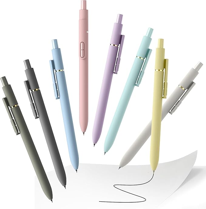 Hiacry 16 Pcs Gel Ink Pens, 0.7mm Fine Point for Smooth Writing Journaling Aesthetic Pens, Black Quick-Dry Long Lasting Fidge Pens, Cute School Office Supplies Gifts for Women （Morandi-Black Ink）